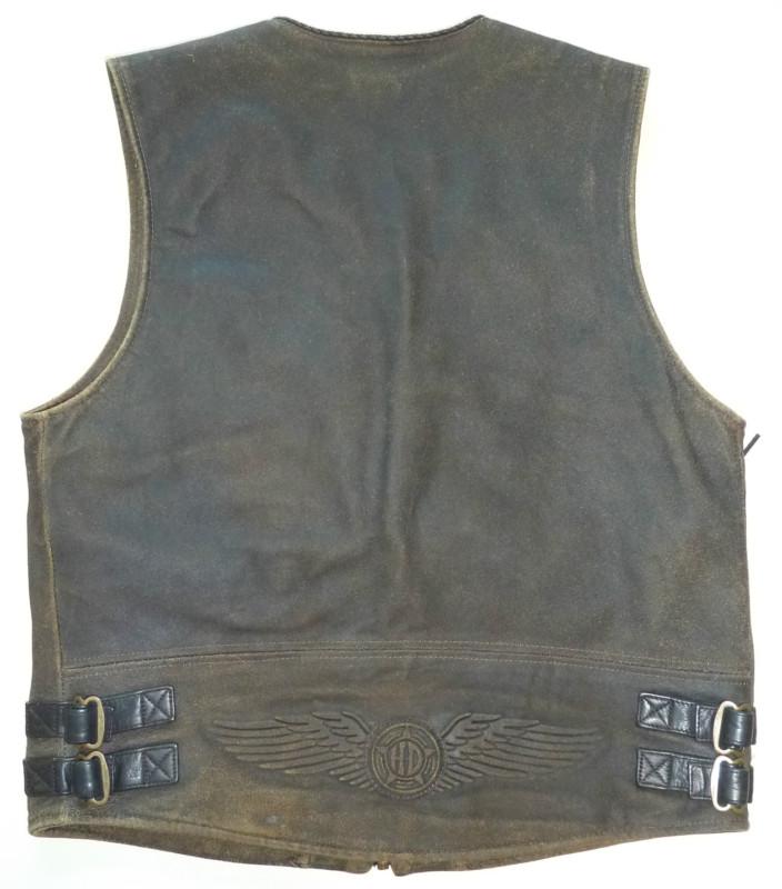 Harley Davidson Billings Distressed Brown Leather Medium Vest, US $185.00, image 2