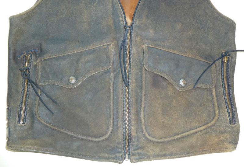 Harley Davidson Billings Distressed Brown Leather Medium Vest, US $185.00, image 4