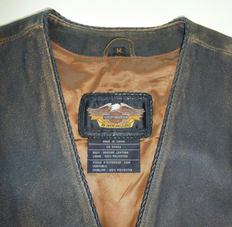 Harley Davidson Billings Distressed Brown Leather Medium Vest, US $185.00, image 6