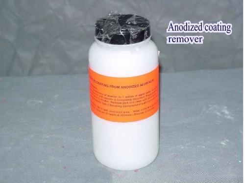 Anodize coating remover for aluminum trim strips hard coating before buffing
