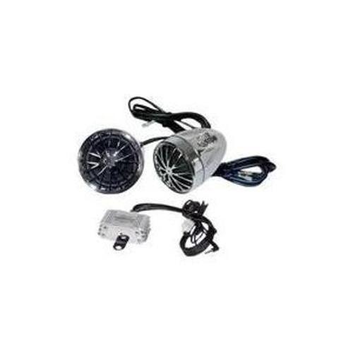 Motorcycle mount amplified stereo sound dual handlebar speaker music bar handle 