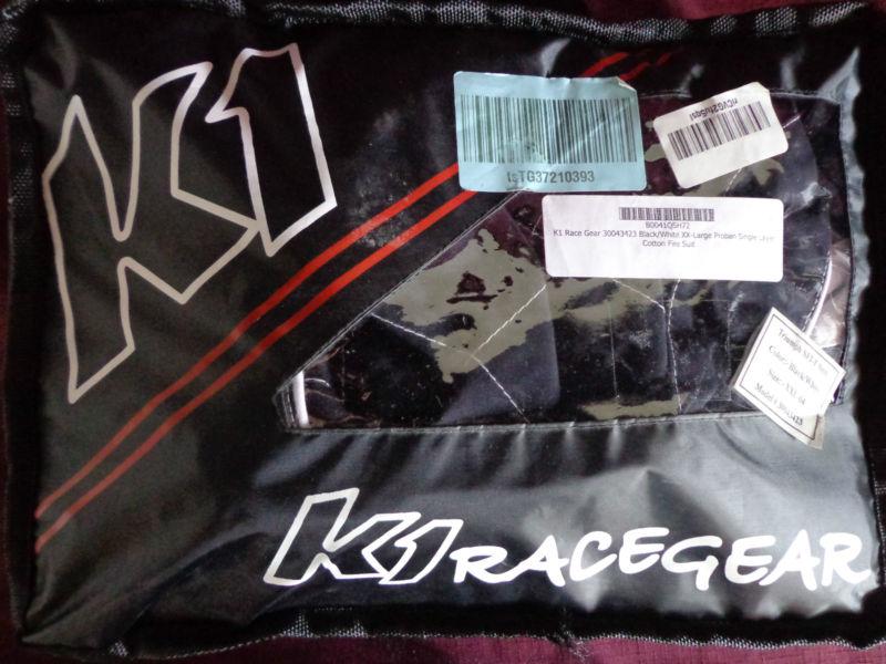 K1 race gear black/white xxl single layer proban cotton sfi rated fire suit