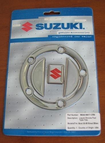 Suzuki liquid chrome tank trim, oe 990a0-64017-crm. most 03-08 street bikes