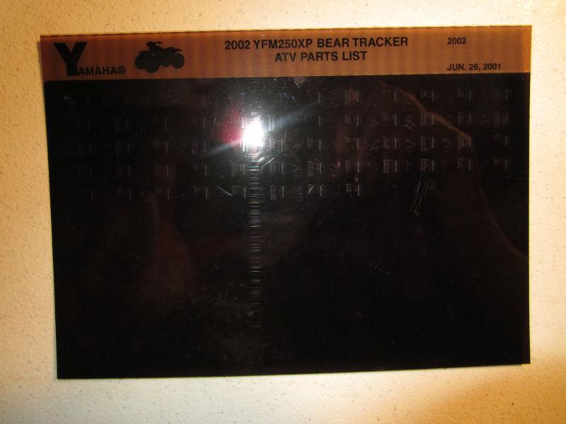 Sell 2002 Yamaha ATV YFM250XP Bear Tracker Microfiche Parts List