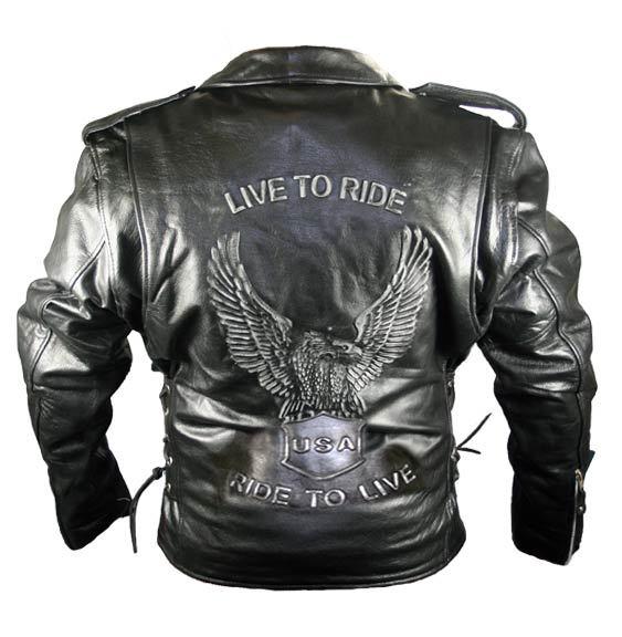 Xelement mens premium classic black embossed eagle motorcycle jackets