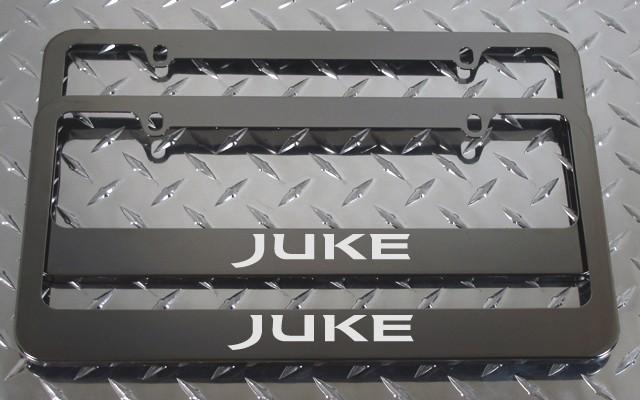 2 brand new nissan juke gunmetal license plate frame + screw caps