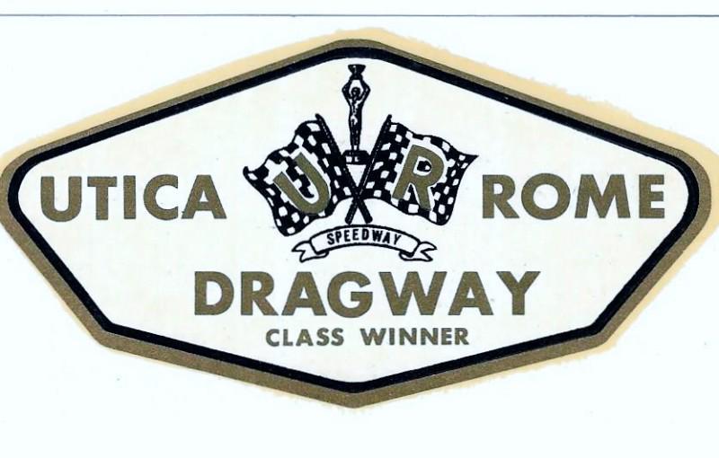 Utica rome dragway (speedway) vernon, ny original vintage racing winner decal