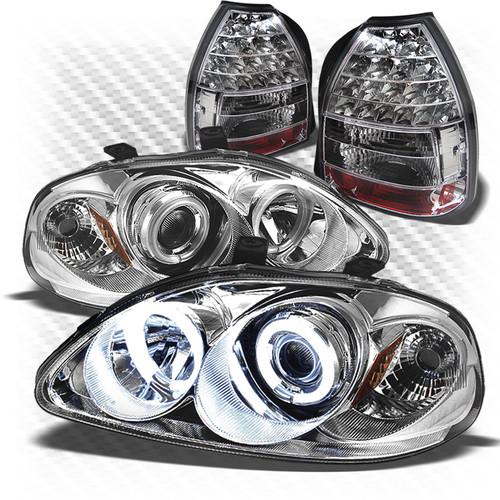 96-98 civic 3dr ccfl projector headlights + philips-led perform tail lights set