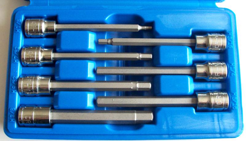 7pc 3/8" drive extra long hex allen socket set sae