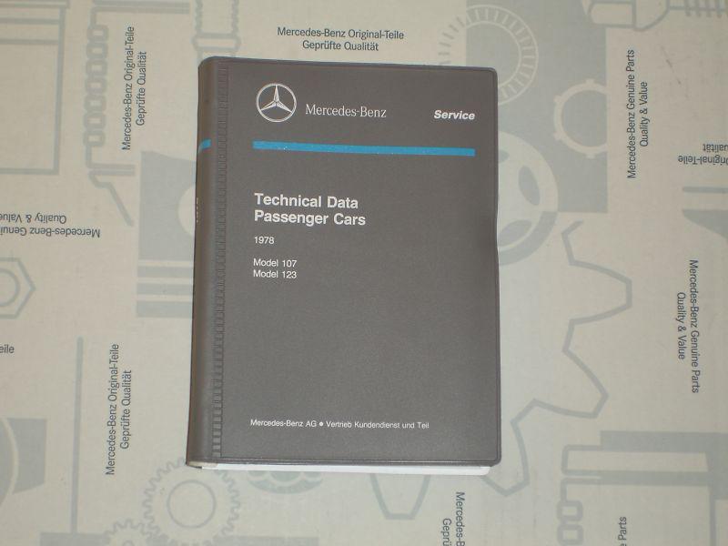 Mercedes-benz classic technical data book w107, w123 1978 edition