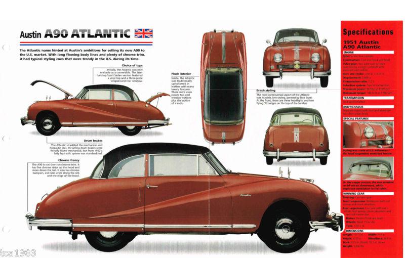 Austin a90 / a-90 atlantic imp brochure: 1950,1951,1952