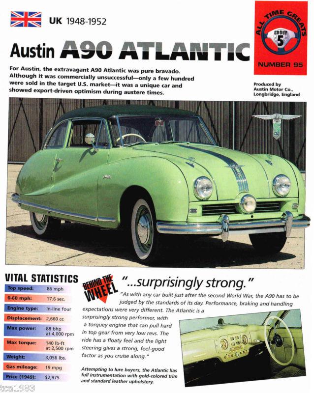 Austin A90 / A-90 ATLANTIC IMP Brochure: 1950,1951,1952, US $12.00, image 3