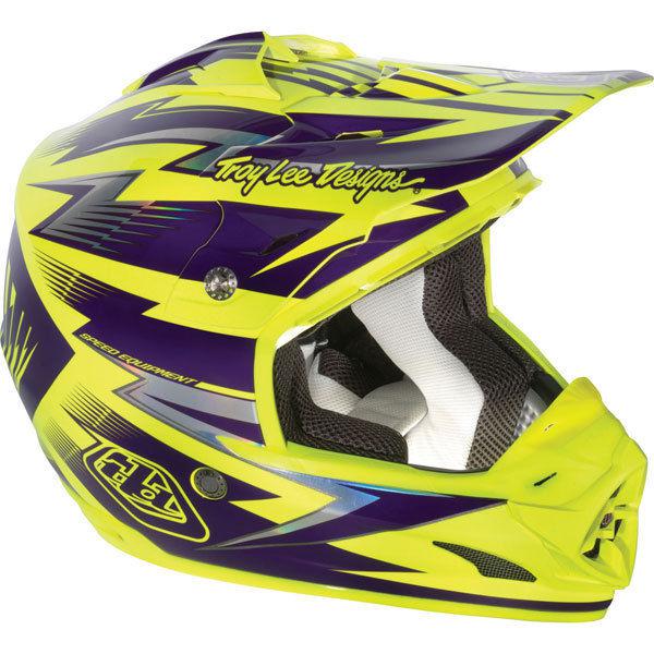 Yellow/purple l troy lee designs se3 cyclops helmet