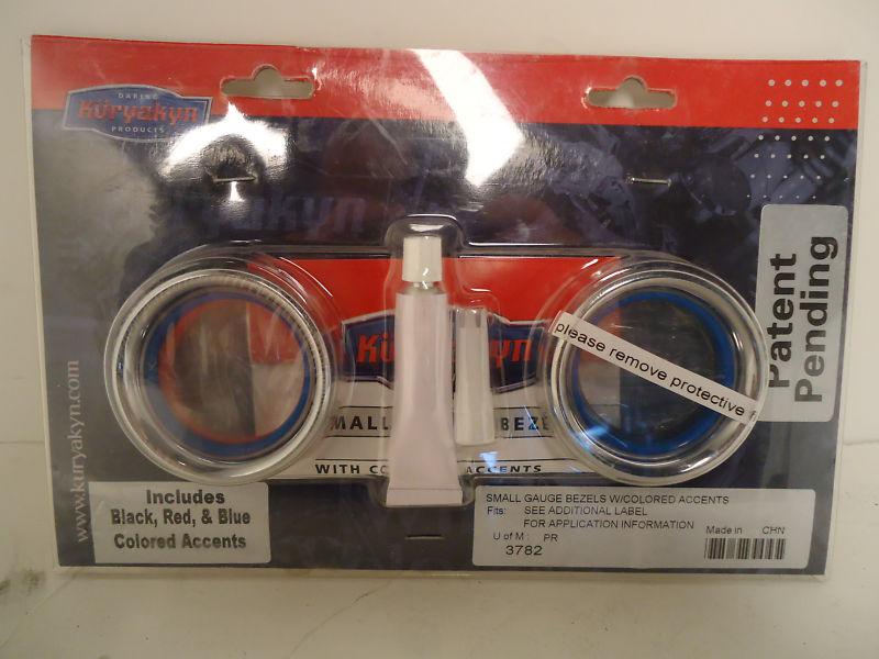 Kuryakyn small gauge bezels w/ colored accents 3782 629664 nib