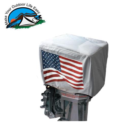 New 300d 100% polyester american flag logo boat motor engine cover 25-50hp gray