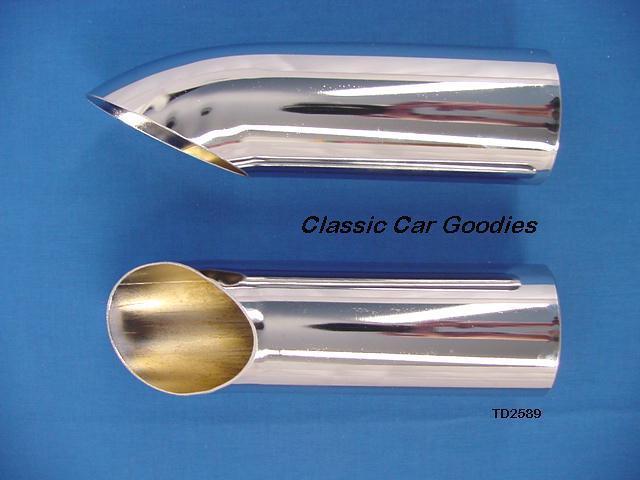 Exhaust tips (2) chrome turn down 2.5" id inlet 9" long