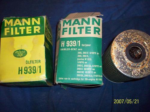 Mann  oil filters h-939-1 for daimler benz vehicles pr.