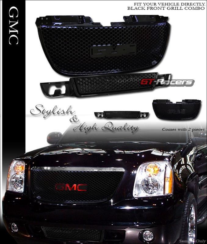 Black round hole mesh upper w/low front hood grill grille 2007-2012 yukon denali