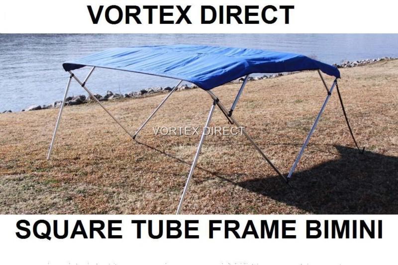 New square tube frame vortex 4 bow pontoon/deck boat bimini top 12' blue 97-103"