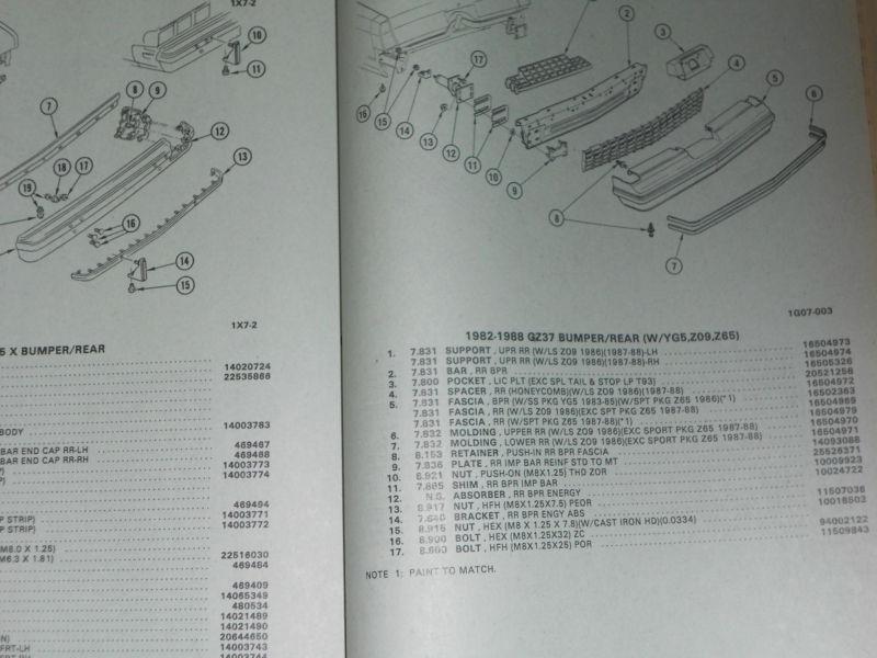Purchase 19821988 CHEVY MONTE CARLO CAPRICE + PARTS CATALOG SET / TEXT