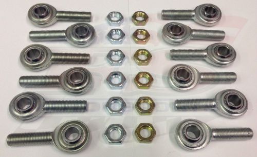 Micro sprint 7/16&#034; steel fk rod ends / heims with jam nuts- pack of 12 total