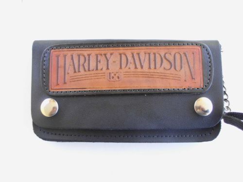 Leather harley-davidson wallet vintage 80's chain included 6" x 3-1/2"