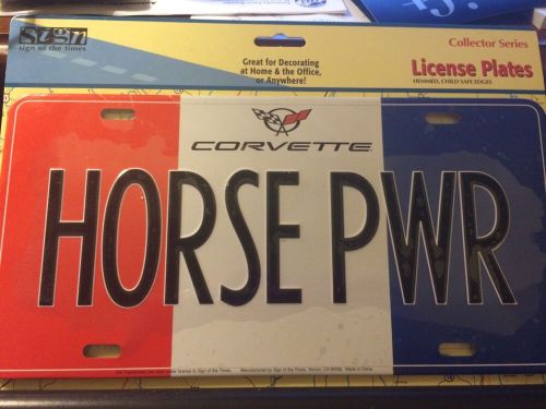 Chevrolet corvette horse pwr embossed license plate new