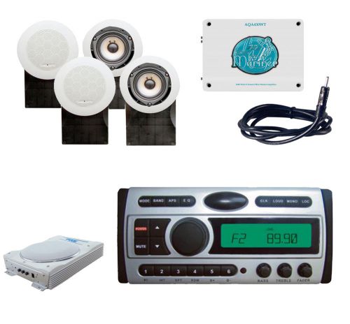 8&#034; subwoofer,antenna,1600w mini amp,4x 5&#034; white speakers + pyle cd mp3 receiver