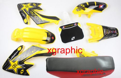 Yellow plastic decals stickers tall seat for honda crf50 xr50 ssr thumpstar 10