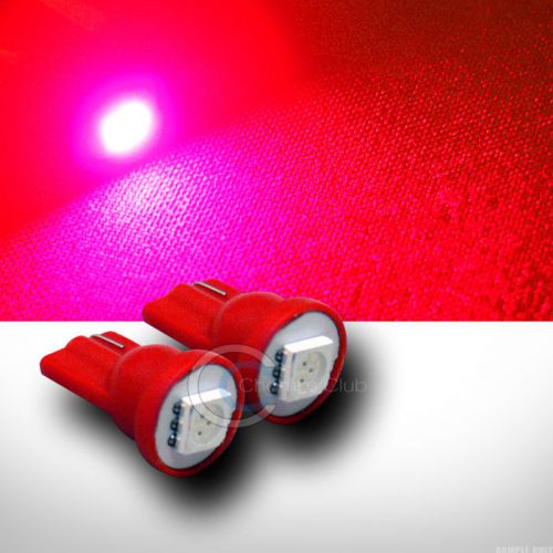 2pc red t10 wedge base 1x 5050 smd led side marker/license plate light bulb set