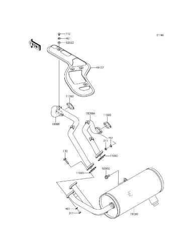 Kawasaki mule kaf620  3000 3010 3020 factory oem exhaust muffler and 2 gaskets