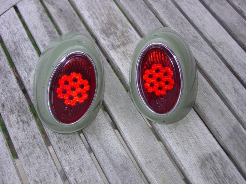 Vintage vw hella snowflake taillight housings, assemblies, original 1959