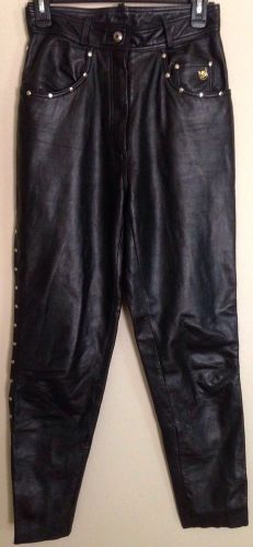 Harley davidson black leather studded riding pants women's size 8 / 36