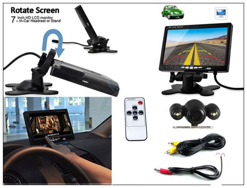 7&#034; lcd monitor+car reverse rear view backup camera night vision waterproof kit