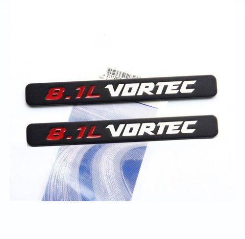 2x oem 8.1l vortec emblem badge for gmc sierra 3500 2500 hd fc black matte whit