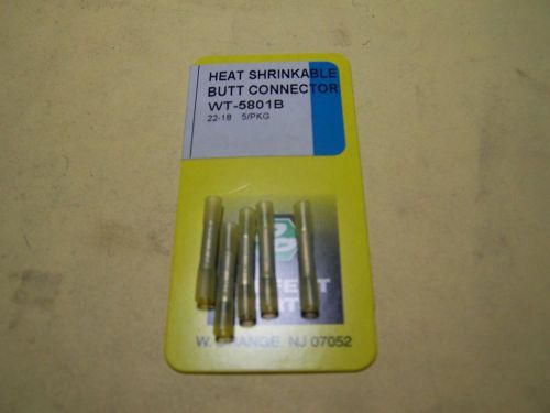 Electrical terminals - 22-18 heat shrinkable butt connectors (5/pkg)