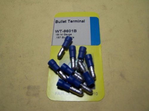 Electrical terminal - bullet/snap terminals 16-14 ga, .157 stud, male, blue 9pcs