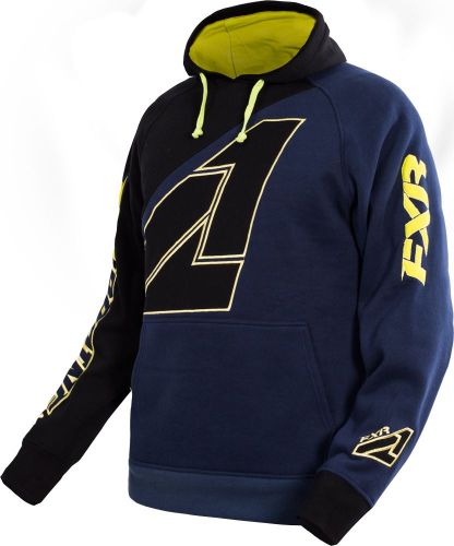 Fxr circuit mens pullover hoodie navy blue/black/hi-vis yellow