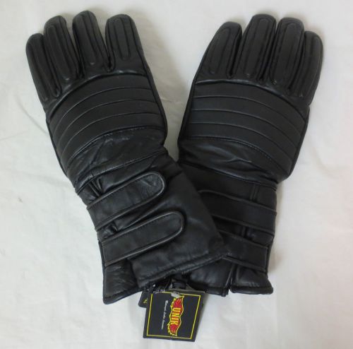 New unix men's m black padded leather thermal insulation motorcycle gloves 1222
