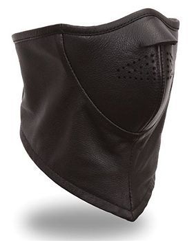 Men&#039;s black leather &amp; fleece motorcycle face mask - biker - first manufacturing