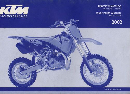 2002 ktm motorcycle chassis + engine 65 sx spare parts manual p/n 3.208.41 (419)