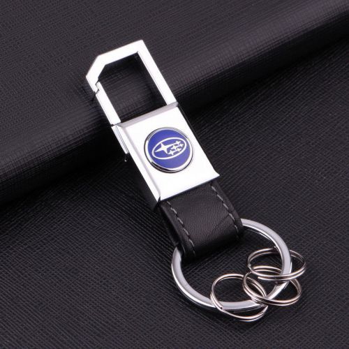 Purchase Car logo Genuine Leather Metal alloy 3 Ring keychain Ring Key