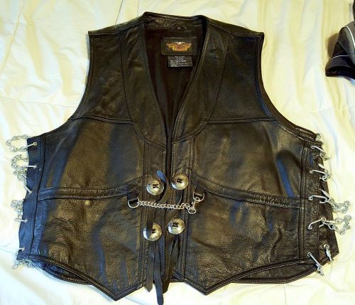 Harley davidson, leather, vest, heavyweight w chain laces 3xl 4xl xxxl xxxxl