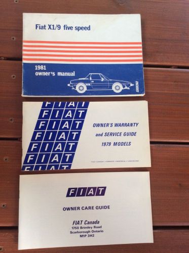 Fiat x1/9 x19 owners manual plus fiat warranty and service guide plus care guide