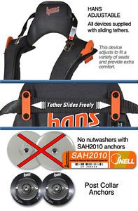 Hans device adjustable series - quick click or post collar, sa or sah helmet