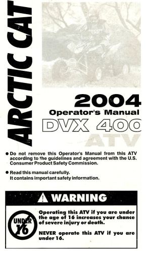 2004 arctic cat dvx 400 atv owners manual -arctic cat dvx 400 atv
