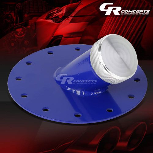 Bolt-on fuel cell tank 45° 1.5"remote fast fill 2.75"filler neck pipe+cap blue