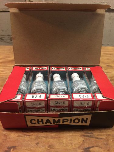 Vintage nos champion uj-6 spark plugs box of 10 barn salvage