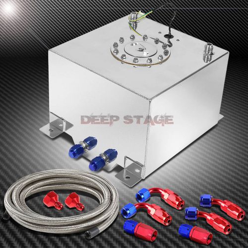 8 gallon polished aluminum fuel cell tank+cap+level sender+steel oil feed kit