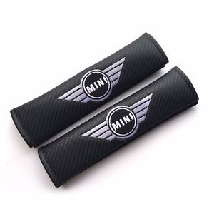 2pcs mini blk carbon fiber car seatbelt cover shoulder pad pads for mini cooper